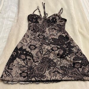 SHEIN Black and Tan Floral Dress